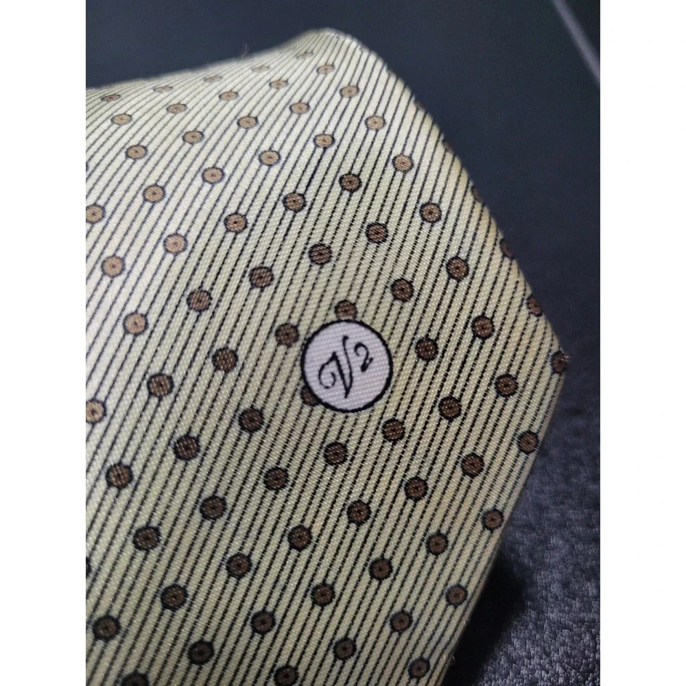 Versace Men's Necktie Gold Geometric Silk 3.75